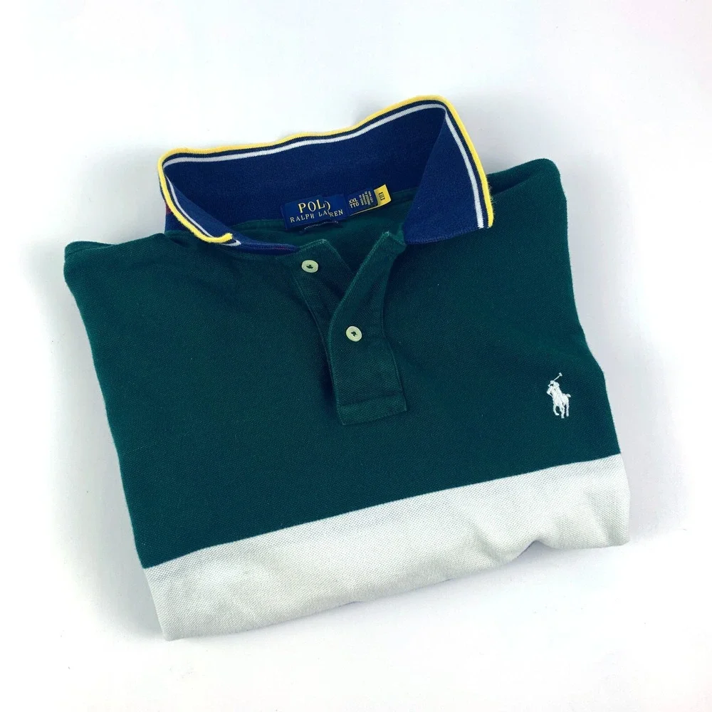 Polo‎ Ralph Lauren S/S Mesh Polo Custom Slim Fit Mens Sz XXL Color Block Navy